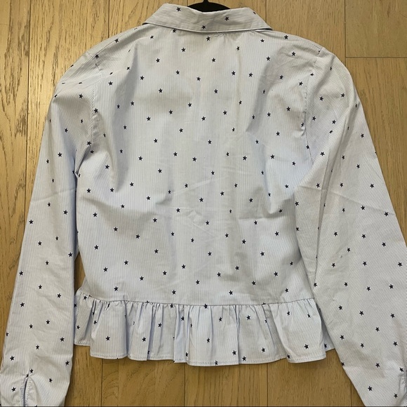 Star Print Peplum Button Down Shirt - Picture 5 of 6